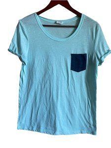 Pink Victorias Secret Women Short Sleeve TShirt Light Blue SZ Medium Pocket